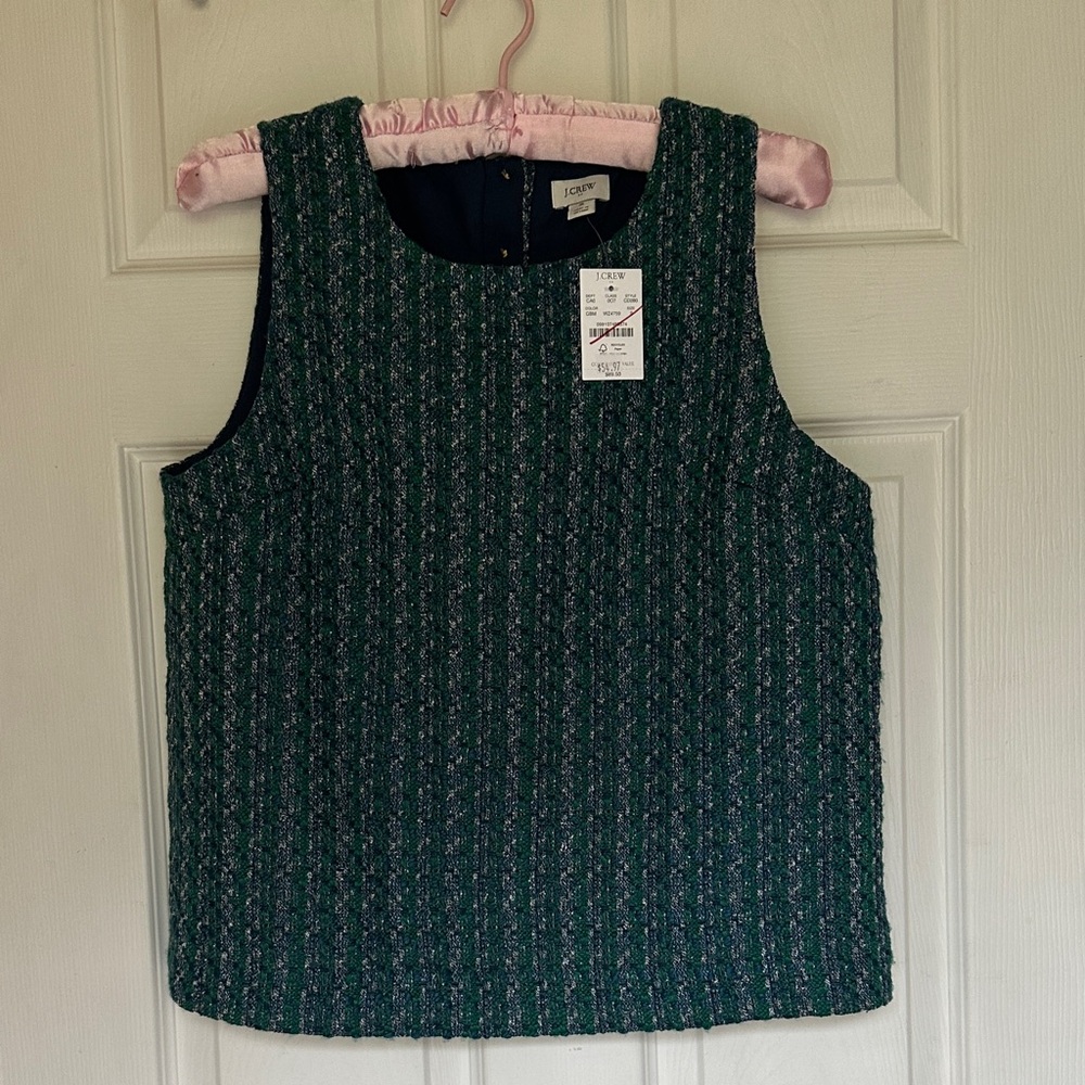 J. Crew Factory Green Textured Sleeveless Top